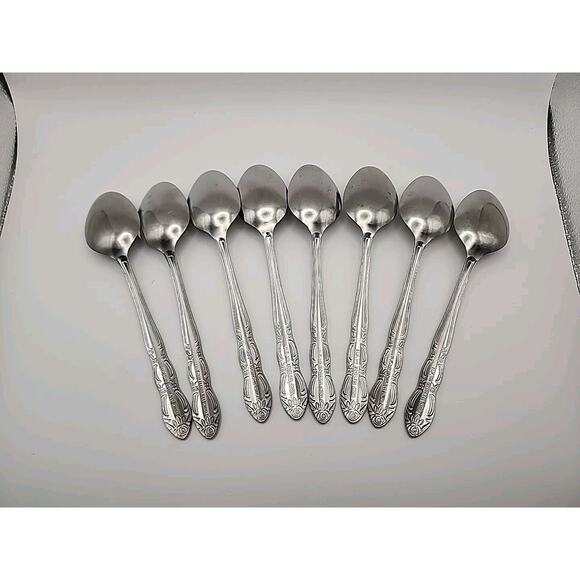 8 Wesley Forge WLF2 Place Oval Soup Spoon Stainless Steel Floral Art Deco 7 1/8" - Picture 2 of 10